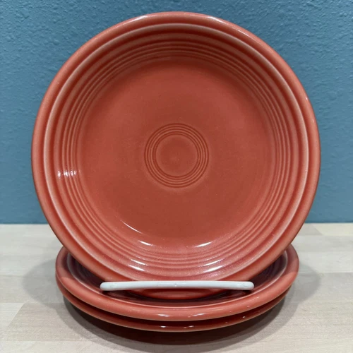 Fiestaware Homer Laughlin Persimmon Salad Dessert Plate  7 1/4" Set of 3 Vintage