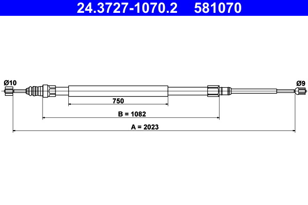 ATE 24.3727-1070.2 Cable, parking brake for ,RENAULT