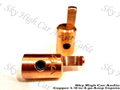 Pair of COPPER Sky High Car Audio 1/0 Gauge to 4 Gauge Amp Input Reducers Inputs