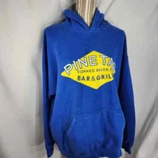Pine Tar Bar & Grill Blue Pullover Long Sleeve Hoodie Size Large