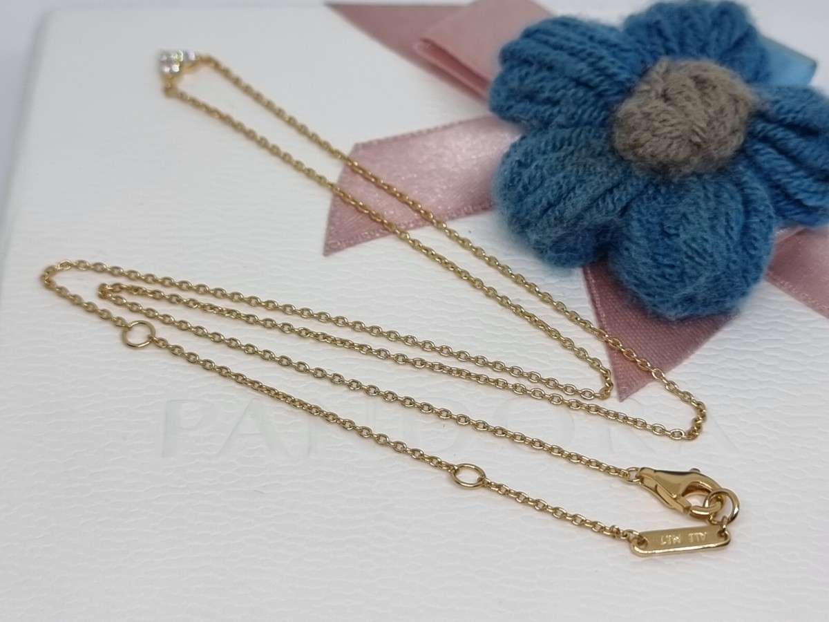 NEW Genuine PANDORA 14k Gold Plated Triple Stone Heart Collier 