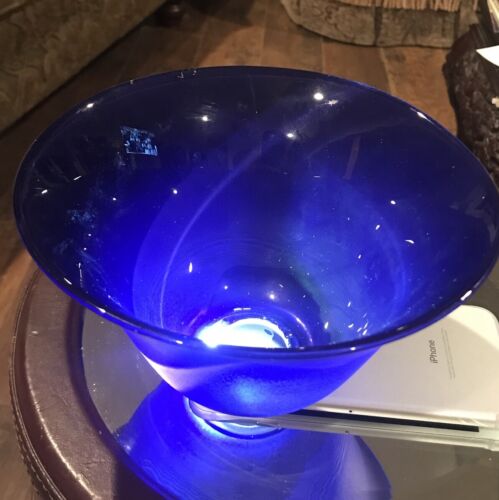 Beautiful Murano Cobalt Blue Italian Hand Blown Art Glass Light Shades - Picture 2 of 13
