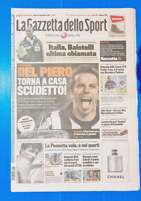 GAZZETTA DELLO SPORT 5 SEPTEMBER 2011 DEL PIERO-JUVENTUS-PENNETTA-USAIN BOLT