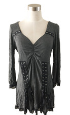 Gray Peasant Corset Blouse NWT Gothic Pirate Renaissance Cosplay Top 2X       