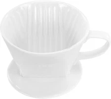 Pour Over Ceramic - Coffee Dripper with 3 Holes Flat Bottom, Porcelain white 