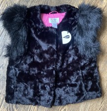 Nwt Neiman Marcus Skaist-taylor Faux Fur Black Vest Jacket Button Women’s Large