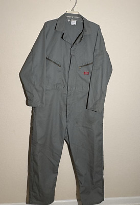 DICKIES Coveralls Mens 48-REG Gray Work Jumpsuit Uniform Mechanic Janitor