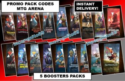 mtg arena promo cards MAGIC MTG ARENA CARD 5 Booster PROMO PACK CODE WILDS ELDRAINE MACHINE  PHYREXIA