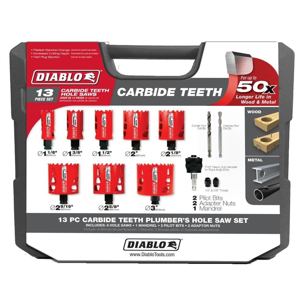 Diablo Tools 13 шт Набор коронок для сантехников из карбида вольфрама 30290₽