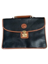VTG & Bourke Briefcase Laptop Bag Pebbled ALL WEATHER Leather USA Made black