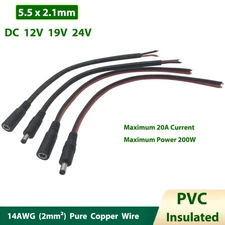 DC Power Supply Cable 12/19/24V Male Female Connection Adapter Wire 5.5x2.1mm
