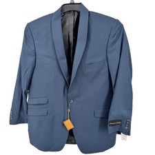 New Stacy Adams Gold Label Men Navy Blue Wool Blend Shawl Collar Blazer 46R
