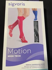 New! SIGVARIS Motion High Tech 412CML99 Compression Socks 20-30mm ML BLACK