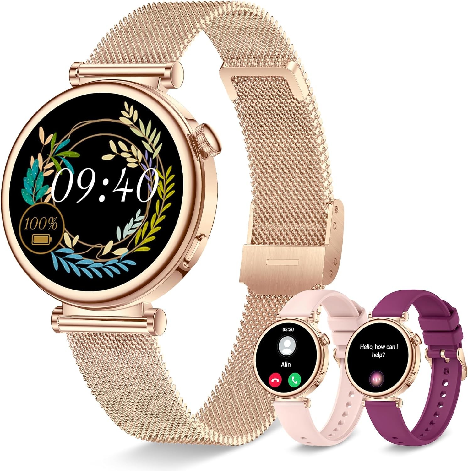 Compact Rose Gold Smartwatch for Women with Bluetooth Calling – 1.27
