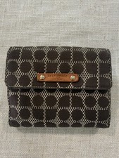 Vintage Kate Spade New York Brown Geometric Folding Wallet Logo Snap Organizer