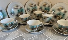 E & O China Ware Teacups Saucers & Milk Jug 18 Pieces VGC