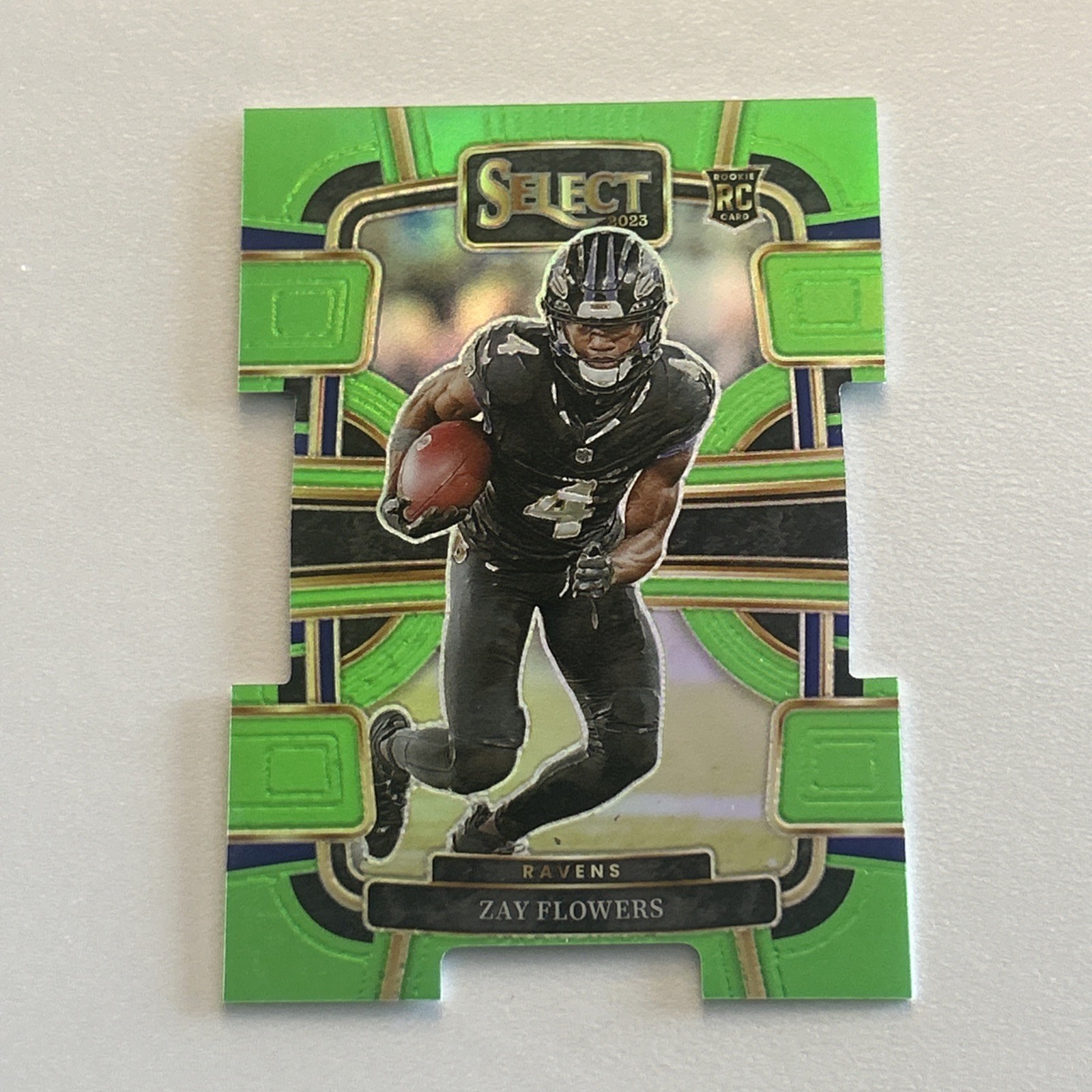 2023 Panini Select Concourse Neon Green Prizm Die-Cut /599 Zay Flowers Rookie RC