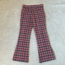 Vintage 60s 70s Sears Put on Shop plaid flare pants, size 29x29