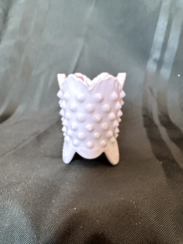 Rare Fenton Milk Glass White Hobnail Vase Small with Scallop Ruffle Edge 3in