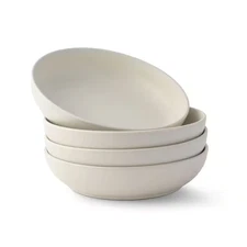4-Pieces Stoneware Pasta Bowl Set, 40 Oz.-Linen