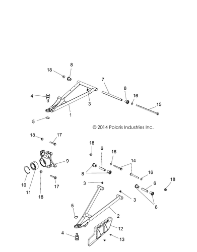 Polaris Upper Front Left Hand A-Arm, Matte Black, Genuine OEM Part 1020887-458 - Picture 3 of 3