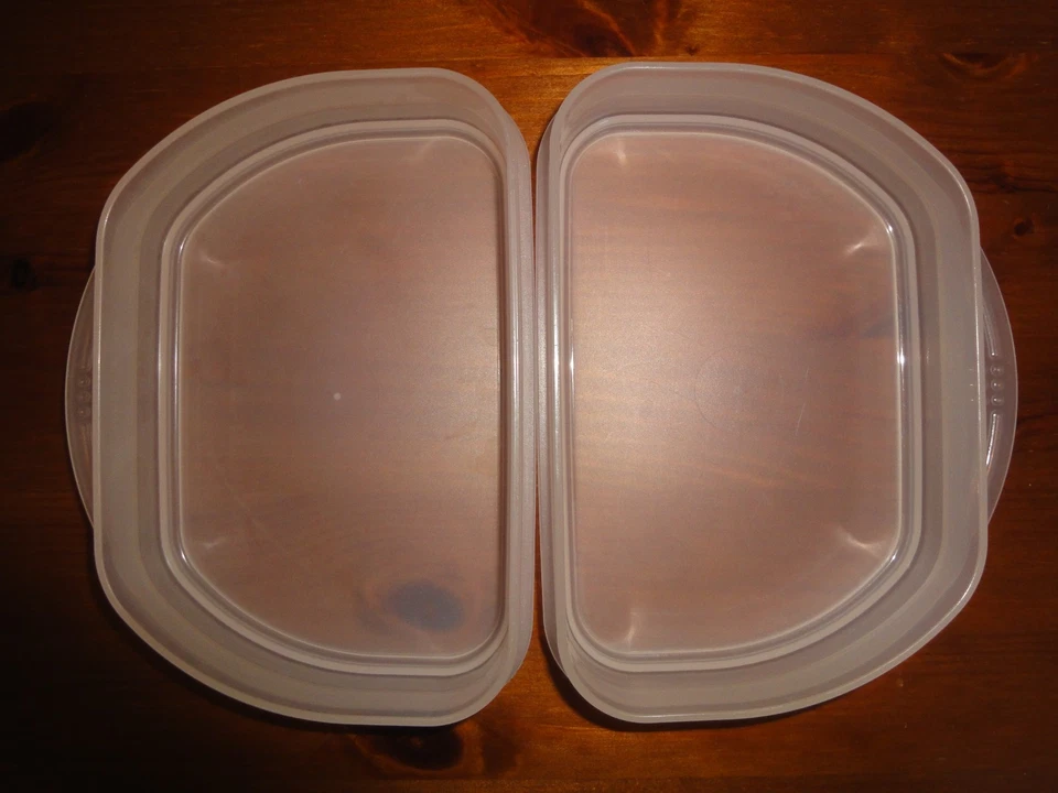 Tupperware halbes Frische Kabinett Cool n fresh Aufschnitt Box 2 x 300 ml rot - Bild 3 von 4