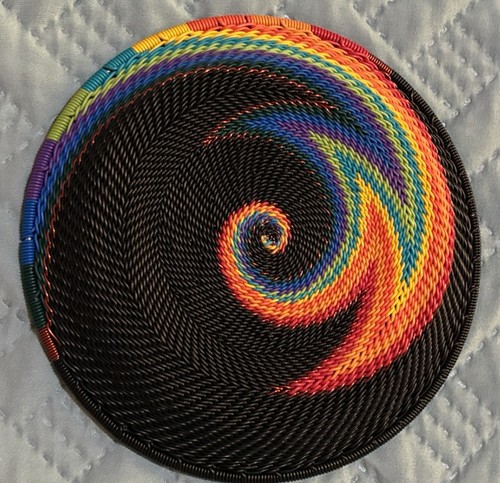 African Zulu Dish Telephone Wire Woven Handmade Colorful Artsy Fantastic  - Picture 3 of 7