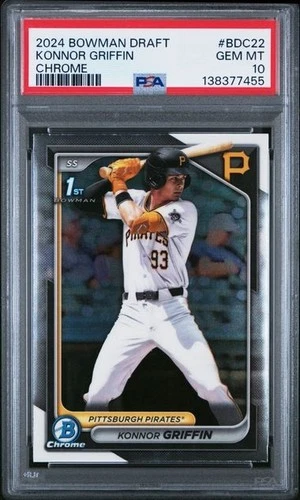 KONNOR GRIFFIN - 2024 BOWMAN CHROME DRAFT #BDC22 1ST RC PROSPECT PSA 10 GEM MINT