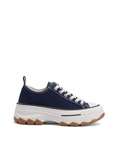 Queen Helena XZ003, Women's Chunky Canvas Sneakers - White,
