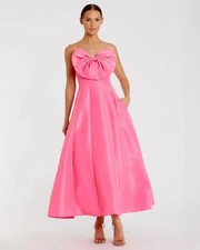 NEW MAC DUGGAL [ 2 ] 49605 Strapless ALine Tea Length Bow Detail Dress Pink J878