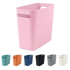 Small Pink Trash Can Wastebasket, Plastic Garbage Can Waste Basket for Narrow...