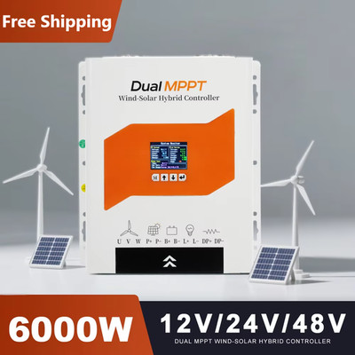 6KW Dual MPPT Wind Energy Hybrid Solar Controller 12V 24V 48V Auto Adjust