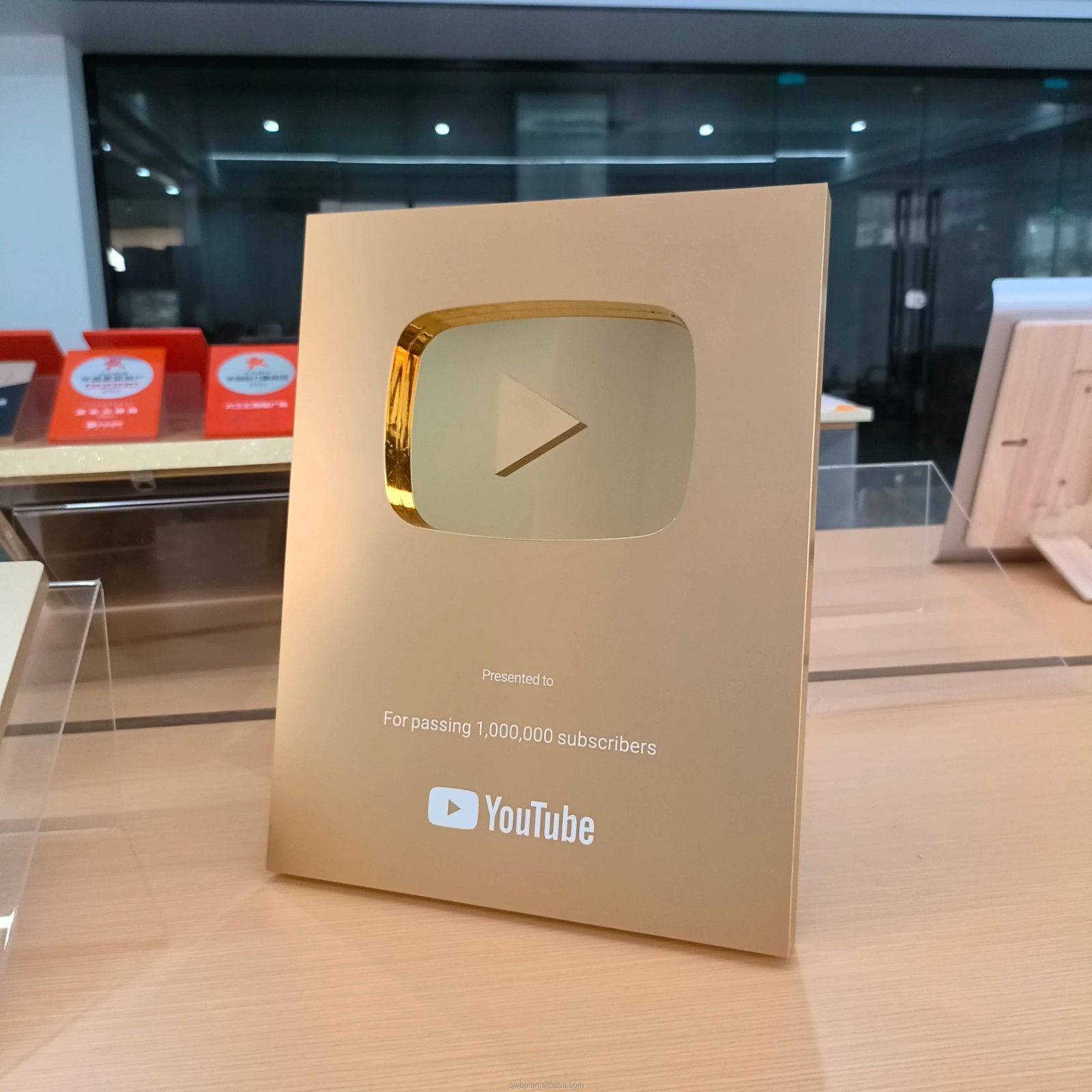 Genuine YouTube Creator Award – Silver Play Button Plaque