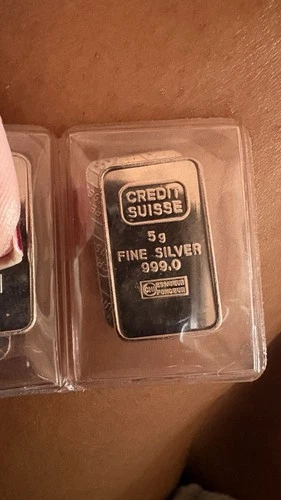 5 Gram Credit Suisse .999 Fine Silver  Bullion Bar Mint Sealed - Vintage