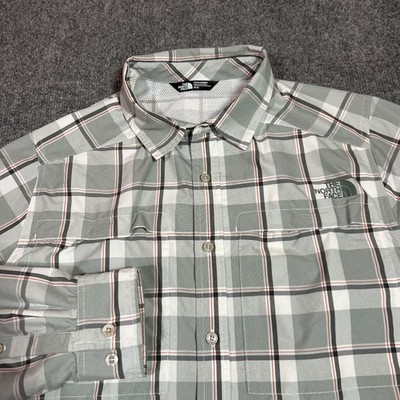 The North Face Shirt Mens Medium Gray Plaid Vented Fishing Button Up Outdoor