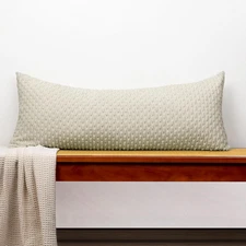 14x36 Boho Striped Corduroy Lumbar Pillow Cover 14x36 Inch, Off-White Textured T