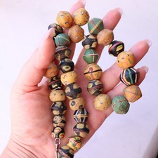 Antique Venetian Glass Trade Beads Strand Necklace Round Shape - NO TARIFF