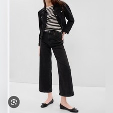 Gap High Rise Stride Wide Leg Ankle Jeans Black