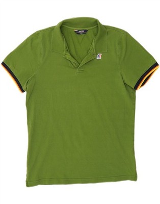 K-WAY Mens Polo Shirt Large Green Cotton LC07