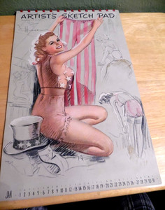VINTAGE 1946 MUNSON ARTISTS SKETCH PAD PIN-UP CALENDAR COMPLETE W/ORIG FOLDER