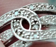 Vintage Beautiful Signed Sterling Silver 925 Natural Diamond Ring Size O