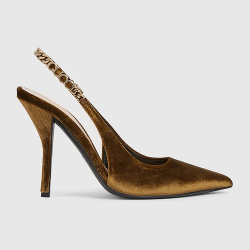Gucci Signoria Velvet Slingback Pumps(Please request your size for purchasing)