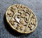 Large Vintage Antique Victorian Metal & Celluloid Button FANCY Design — photo 2