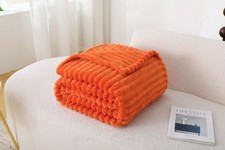 Chunky Ribbed Fleece Throw Blanket Chunky Cord Soft Faux Fur Cozy for Sofa Bed