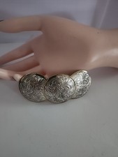 Vintage Gold  Silver Tone Metal Filigree Hair Barrette Clip Made In France