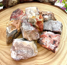 3Pcs Crazy Lace Agate Rough Natural Mexican Gemstone Raw Rock Specimen Gifts