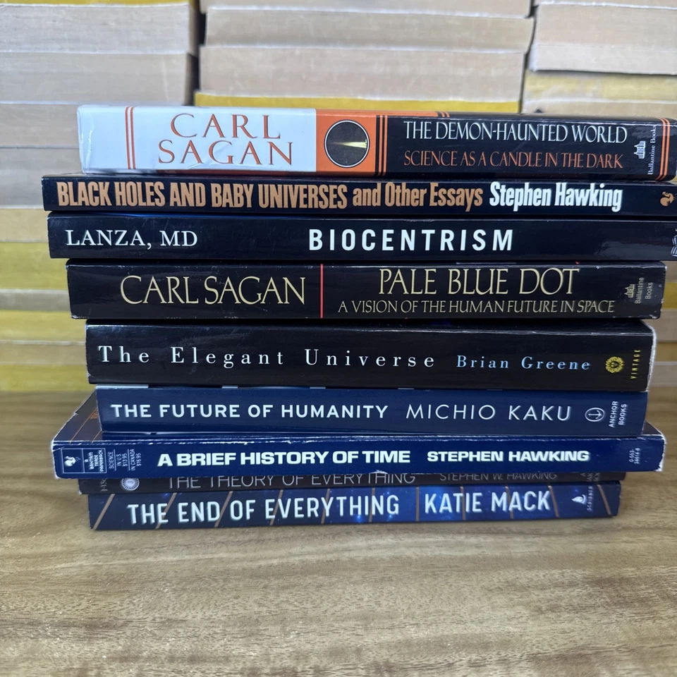 Lot Of 9 Space Science Astronomy Books Hawking Sagan Michio Kaku PB Foto 2 de 4