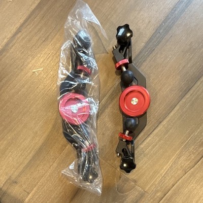 Camera Arm Grip Mount Black Red Metal for Tripod Set of 2