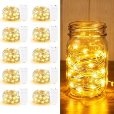 10 Pack 7ft 20 LED Battery Fairy Lights for Jars Decor, Warm White