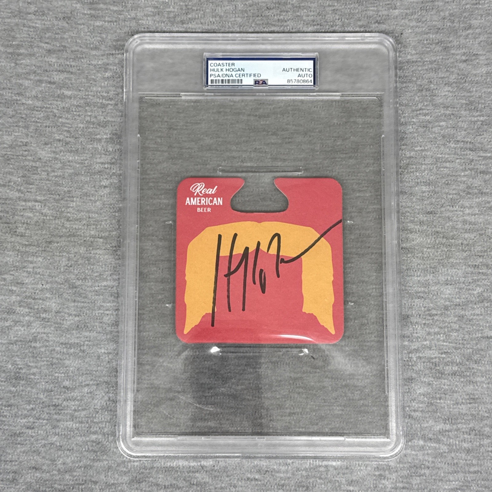 Hulk Hogan Real American Beer Autographed Promotional Coaster - PSA/DNA